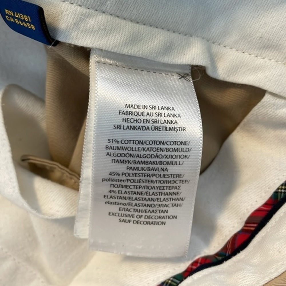 Polo Golf Ralph Lauren Cotton Twill with Stretch Khaki Tan Pants Size 34/32 - Picture 14 of 16